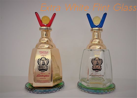 kaufen Dekorativer Alkohol füllt ab,/goldene bereifte Flasche des Glas-750ml Crystal Stopper online manufacture