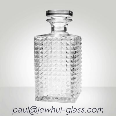 kaufen Super Flint Diamantschliff Glas Karaffe, XO, Brandy, Wodka, Likör, Gin, Rum, Tequila, Whisky, Brandy Spirituosen Glasflasche mit massivem Glasstopfen Online-Herstellung
