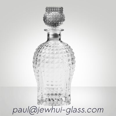 kaufen Super Flint Diamantschliff Glas Karaffe, XO, Brandy, Wodka, Likör, Gin, Rum, Tequila, Whisky, Brandy Spirituosen Glasflasche mit massivem Glasstopfen Online-Herstellung