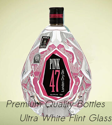 kaufen PINK 47 GIN GLASFLASCHE GIN GLASFLASCHE MIT RAUTENförmigen KANTEN Online-Herstellung