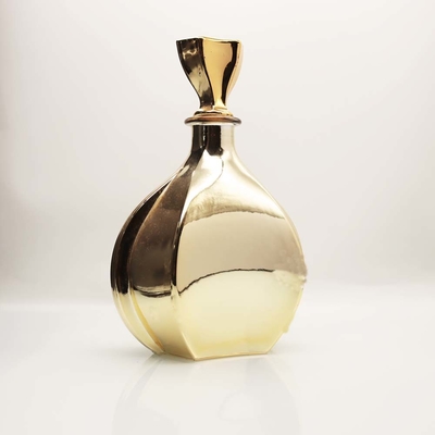 kaufen Crystal Glass Stopper Brandy Glass-Flaschen-Karaffe-Glas-Flaschen-goldene Galvanisierung online manufacture